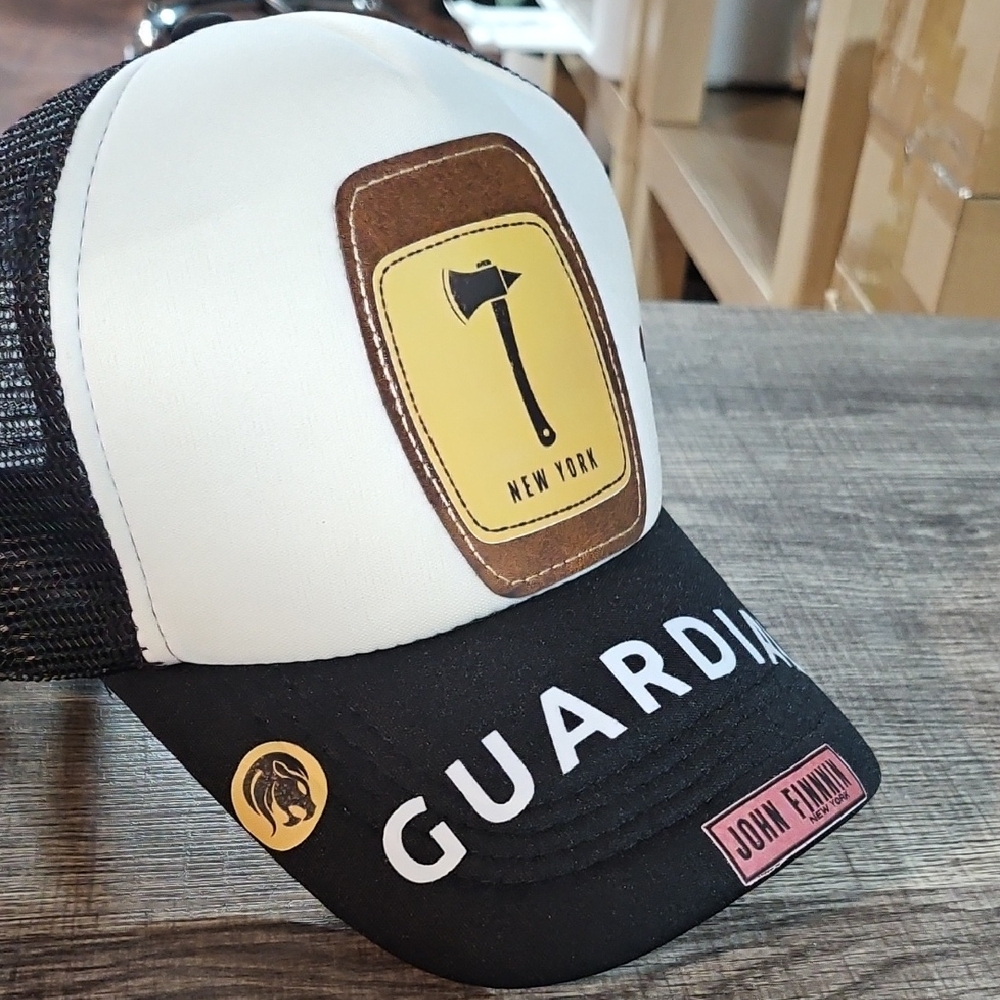 Black and White 'Guardian' Trucker Hat with Axe Patch
